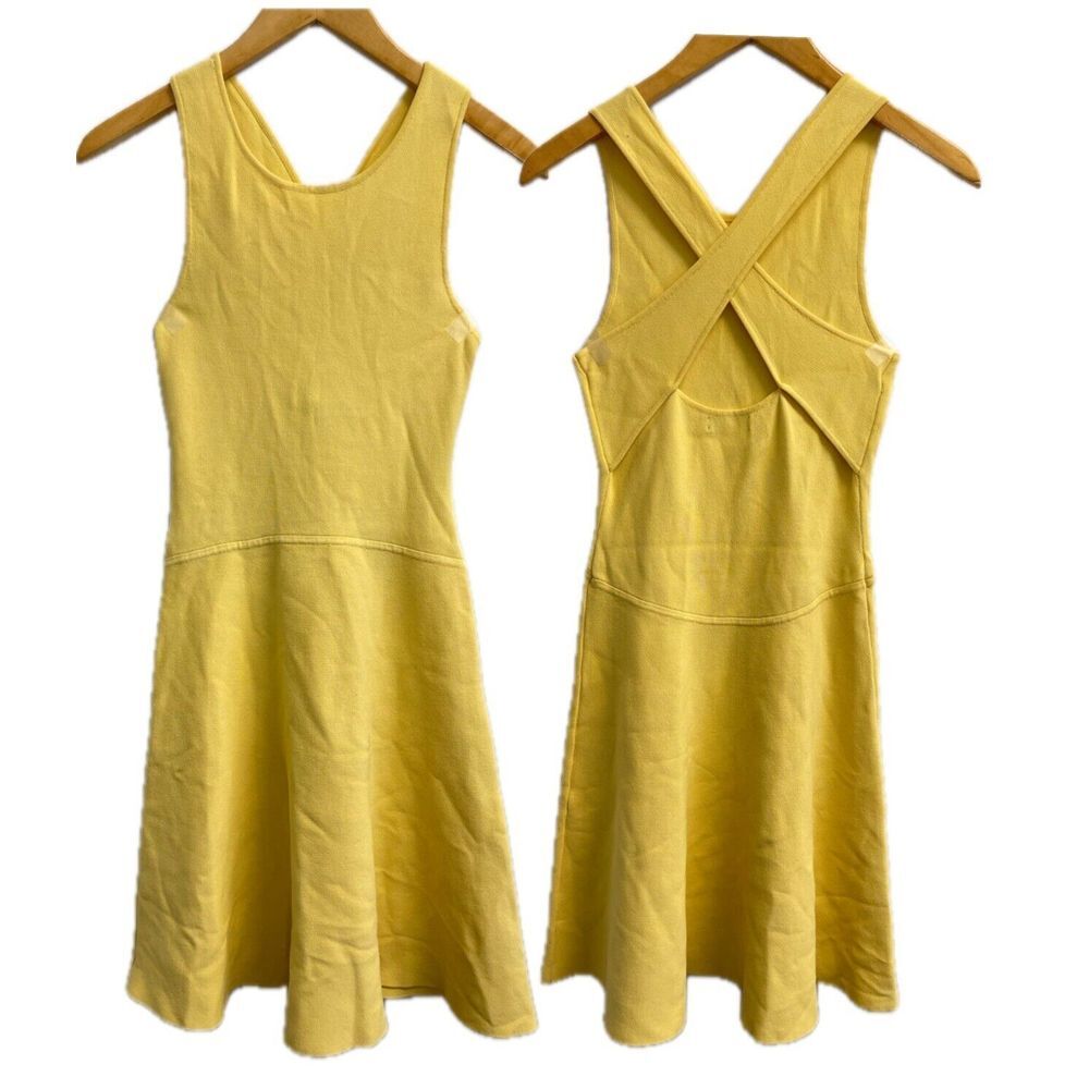 New York &‎ Company 7th Avenue Women's XS Yellow Knit Dress Crisscross Back